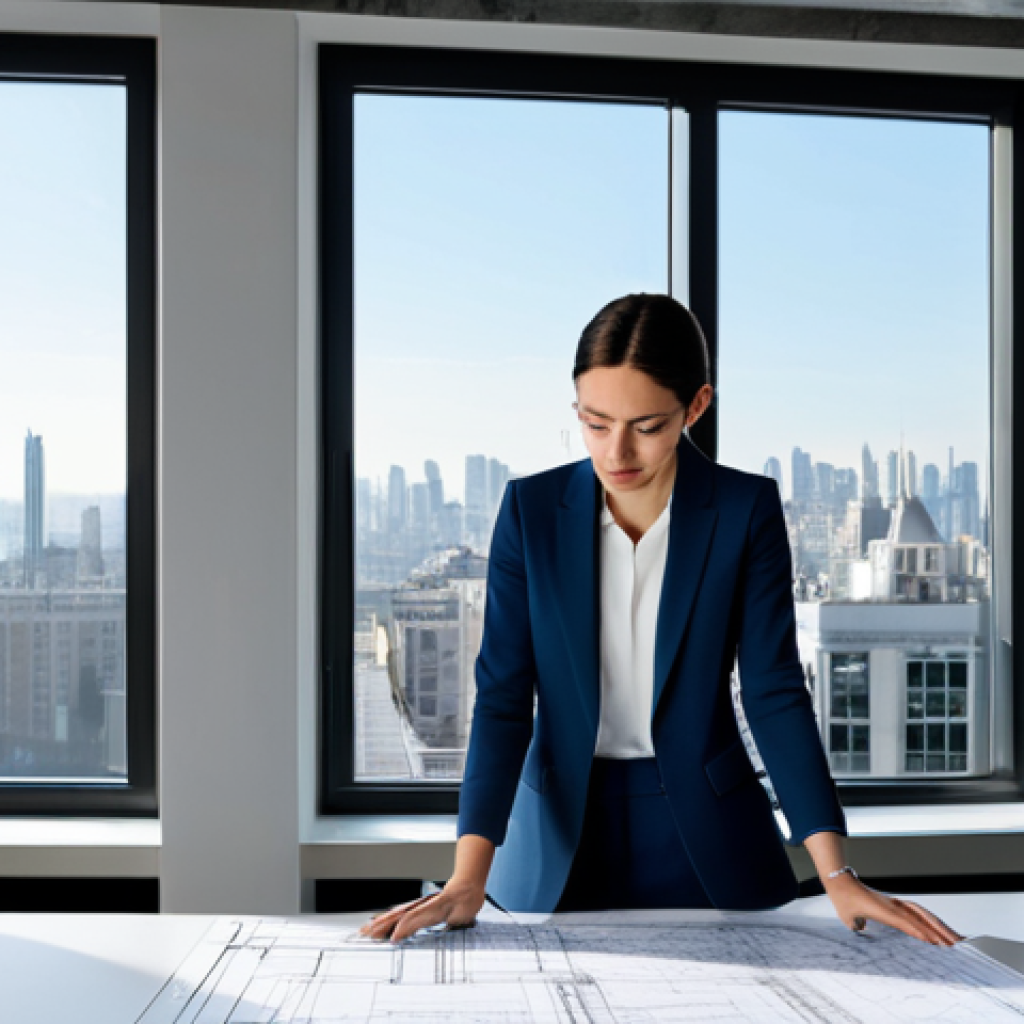 소피루비 캐릭터의 가치관 - **

"A professional female architect in a modern office, reviewing blueprints, fully clothed in a mo...