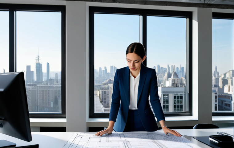 소피루비 캐릭터의 가치관 - **

"A professional female architect in a modern office, reviewing blueprints, fully clothed in a mo...