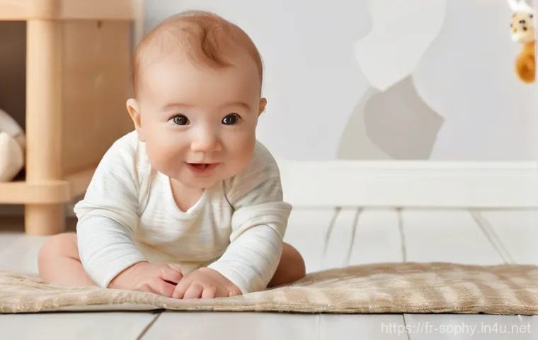 소피루비 매출 분석 - **Prompt:** "A soft, inviting close-up shot of a happy baby, comfortably seated and wearing a clean,...