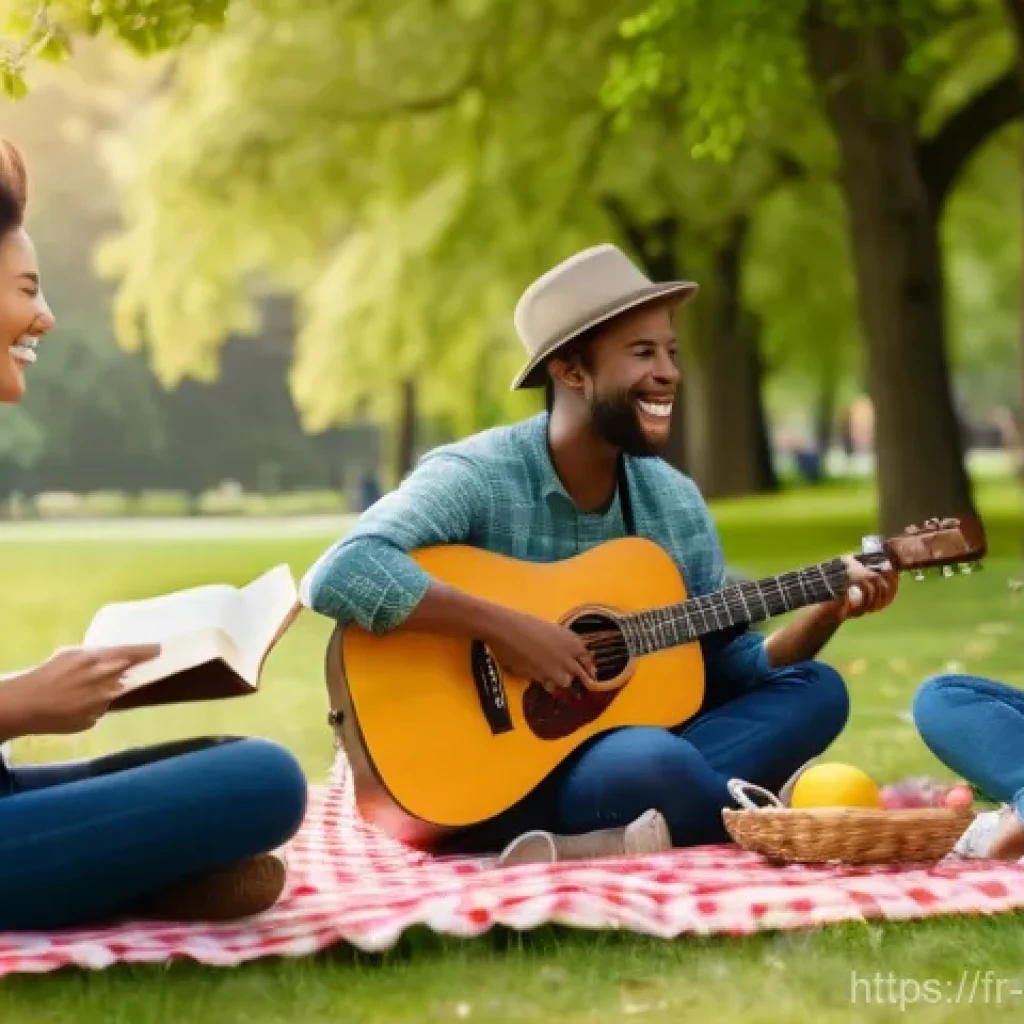 소피루비 유튜브 채널 성장 전략 - A serene outdoor scene featuring a diverse group of friends enjoying a picnic in a sun-dappled park....